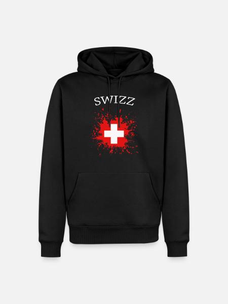 Schweiz, schweizer Flagge - Männer Premium Bio Hoodie - Schwarz