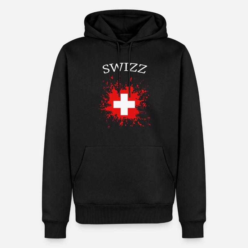 Schweiz, schweizer Flagge - Männer Premium Bio Hoodie - Schwarz