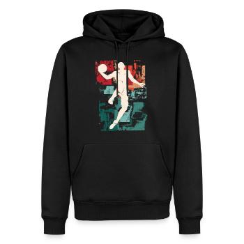 Basket-ball Basket-ball joueur Fan Vintage rétro - Sweat à capuche Premium bio Homme - noir - Devant - Nico (187cm)