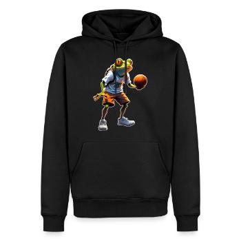Basket-ball grenouille - Sweat à capuche Premium bio Homme - noir - Devant - Nico (187cm)