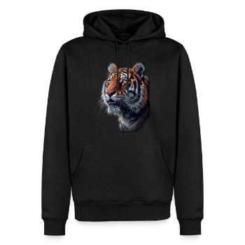 Tigre de profil latéral - Sweat à capuche Premium bio Homme - noir - Devant - Nico (187cm)