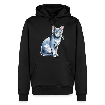 Russisch Blau Katze Wasserfarben - Männer Premium Bio Hoodie - Schwarz - Vorne - Nico (187cm)