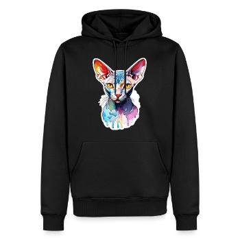 Sphynx Katze Wasserfarben - Männer Premium Bio Hoodie - Schwarz - Vorne - Nico (187cm)
