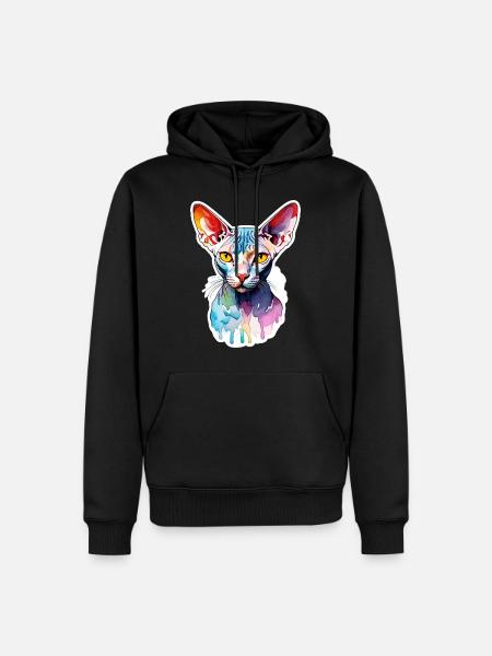 Sphynx Chat Aquarelles - Sweat à capuche Premium bio Homme - noir