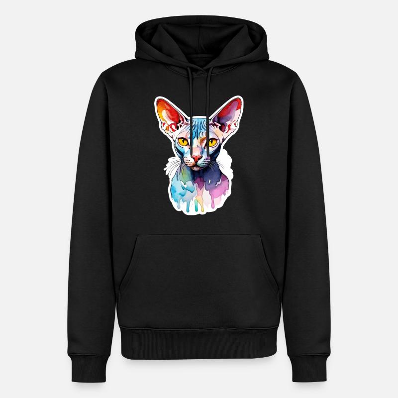 Sphynx Chat Aquarelles - Sweat à capuche Premium bio Homme - noir