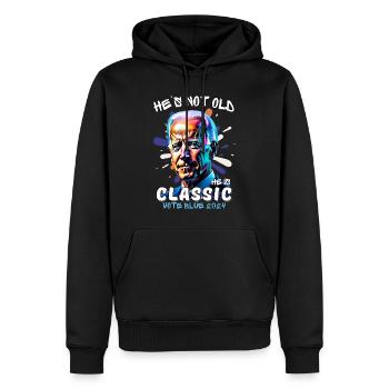 Il n’est pas vieux, c’est un classique. - Sweat à capuche Premium bio Homme - noir - Devant - Nico (187cm)