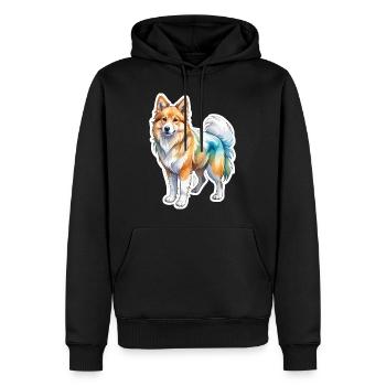 Islandhund Wasserfarben - Männer Premium Bio Hoodie - Schwarz - Vorne - Nico (187cm)