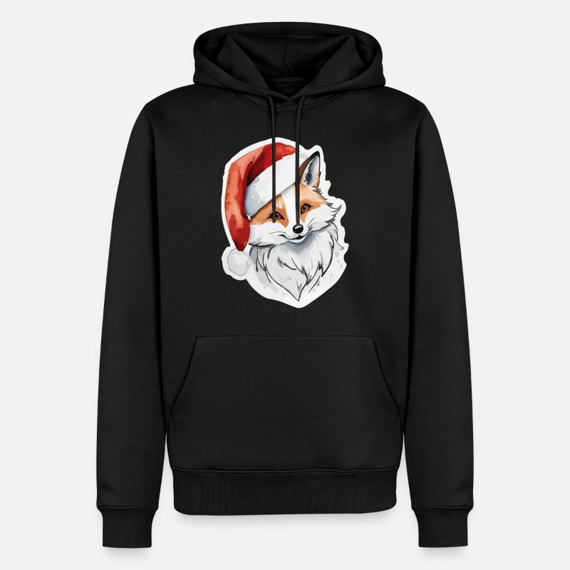 Renard Noël Aquarelles - Sweat à capuche Premium bio Homme - noir