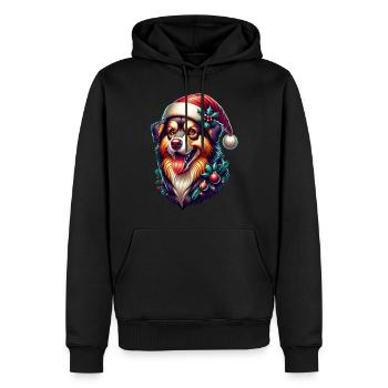 Vinterhund julegave - Herre Premium økologisk hoodie - sort - Foran - Nico (187cm)