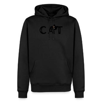 Minimalist Cat with Halo - Sweat à capuche Premium bio Homme - noir - Devant - Nico (187cm)