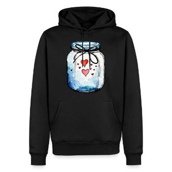 Glass Full of Love Hearts Watercolors - Men’s Premium Organic Hoodie - black - Front - Nico (187cm)