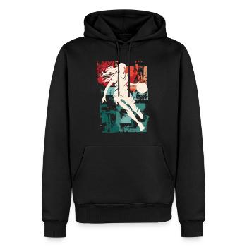 basket-ball femme basketteur joueur de basket-ball - Sweat à capuche Premium bio Homme - noir - Devant - Nico (187cm)