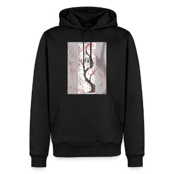 Sakura Sumi-e Kanji - Sweat à capuche Premium bio Homme - noir - Devant - Nico (187cm)
