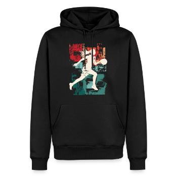 basket-ball femme basketteur joueur de basket-ball - Sweat à capuche Premium bio Homme - noir - Devant - Nico (187cm)