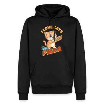 Chat J’Aime Les Chats Et La Pizza Drôle Drôle Humour - Sweat à capuche Premium bio Homme - noir - Devant - Nico (187cm)
