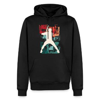 Baseball Joueur De Baseball Joueur Vintage Coloré - Sweat à capuche Premium bio Homme - noir - Devant - Nico (187cm)