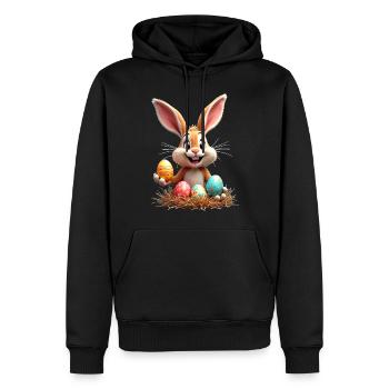 Lapin de Pâques, Oeuf de Pâques, Pâques Drôle, Mignon - Sweat à capuche Premium bio Homme - noir - Devant - Nico (187cm)