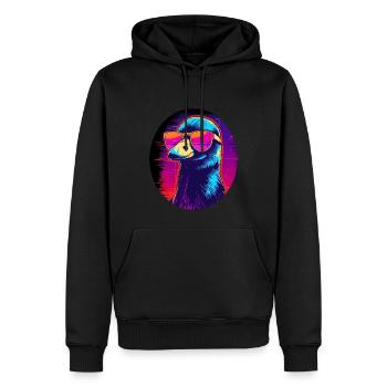 Synthwave Vogel mit Brille - Männer Premium Bio Hoodie - Schwarz - Vorne - Nico (187cm)