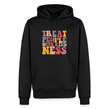 Chemise de gentillesse Traitez les gens avec gentillesse - Sweat à capuche Premium bio Homme - noir - Devant - Nico (187cm)