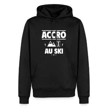 accro au ski - Sweat à capuche Premium bio Homme - noir - Devant - Nico (187cm)