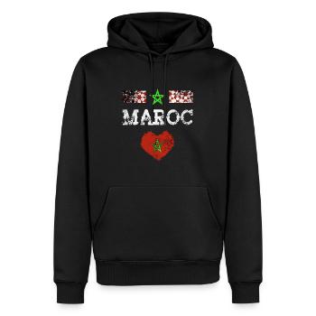 Maroc - Sweat à capuche Premium bio Homme - noir - Devant - Nico (187cm)