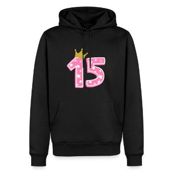 15 Krone 15. Geburtstag 15 Jahre - Männer Premium Bio Hoodie - Schwarz - Vorne - Nico (187cm)
