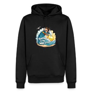 Le surf est ma vague de vie – Surfer & Ocean - Sweat à capuche Premium bio Homme - noir - Devant - Nico (187cm)