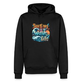 Le surf est ma vague de vie – Surfer & Ocean - Sweat à capuche Premium bio Homme - noir - Devant - Nico (187cm)