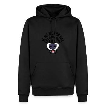 Je ne mords pas mais mon humain oui - Sweat à capuche Premium bio Homme - noir - Devant - Nico (187cm)