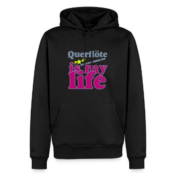 Spielmannszug , Querflöte is my life (25) - Männer Premium Bio Hoodie - Schwarz - Vorne - Nico (187cm)