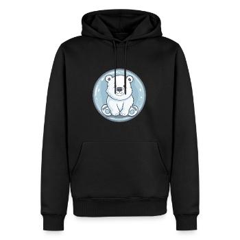 Süßer Eisbär im Cartoon-Stil - Männer Premium Bio Hoodie - Schwarz - Vorne - Nico (187cm)