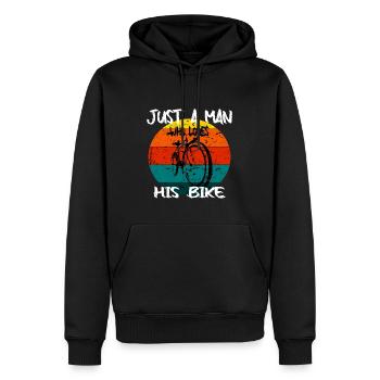 Vélo de route Vélo De route Vélo Rétro - Sweat à capuche Premium bio Homme - noir - Devant - Nico (187cm)