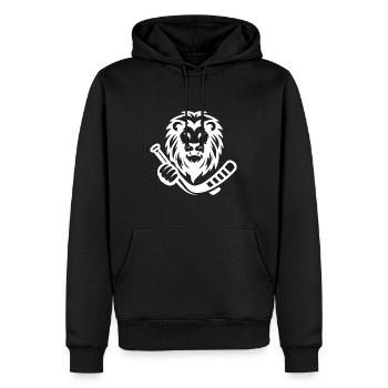 Löwe Wildkatze Eishockey Silhouette Minimalist - Männer Premium Bio Hoodie - Schwarz - Vorne - Nico (187cm)