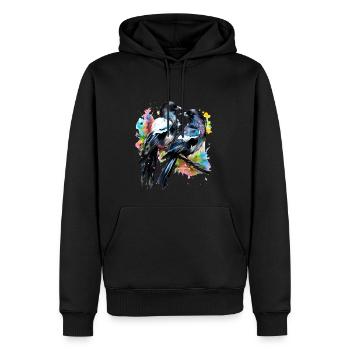 Deux pies peintes - Sweat à capuche Premium bio Homme - noir - Devant - Nico (187cm)