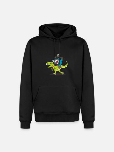 Funny shark dinosaur pirate gift - Men’s Premium Organic Hoodie - black