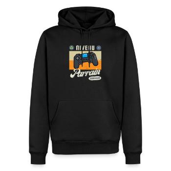 Niveau Parrain Gamer Débloqué Annonce Grossesse - Sweat à capuche Premium bio Homme - noir - Devant - Nico (187cm)