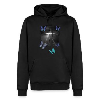 Trauer - Männer Premium Bio Hoodie - Schwarz - Vorne - Nico (187cm)