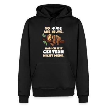 Lustiger Faultier Spruch | Geschenk | Herren Damen - Männer Premium Bio Hoodie - Schwarz - Vorne - Nico (187cm)