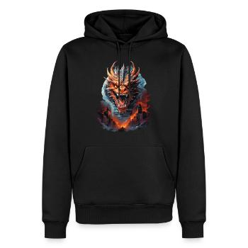 DRAGON MIDNIGHT BLAZE: STADT IN FLAMMEN UND VERWÜSTUNG - Männer Premium Bio Hoodie - Schwarz - Vorne - Nico (187cm)