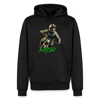 Vélo VTT - Sweat à capuche Premium bio Homme - noir - Devant - Nico (187cm)
