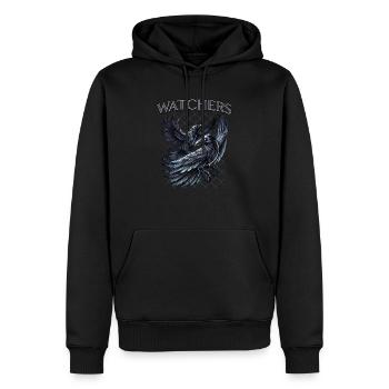 Rabe, Hugin, Munin - Männer Premium Bio Hoodie - Schwarz - Vorne - Nico (187cm)