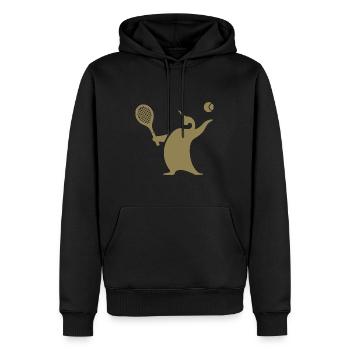 Pingouin Joueur de Tennis Silhouette Minimaliste - Sweat à capuche Premium bio Homme - noir - Devant - Nico (187cm)