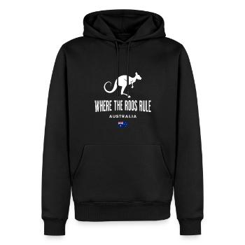 Känguru - Männer Premium Bio Hoodie - Schwarz - Vorne - Nico (187cm)