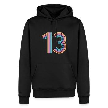 Cool Number 13 - 13 ans 13e anniversaire cadeau - Sweat à capuche Premium bio Homme - noir - Devant - Nico (187cm)