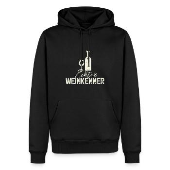 Echter Weinkenner, Weisswein Wein - Männer Premium Bio Hoodie - Schwarz - Vorne - Nico (187cm)