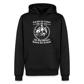 Wikinger - stehend - Männer Premium Bio Hoodie - Schwarz - Vorne - Nico (187cm)