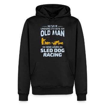 Alter Mann Husky Schlitten Hunderennen Alaskan - Männer Premium Bio Hoodie - Schwarz - Vorne - Nico (187cm)