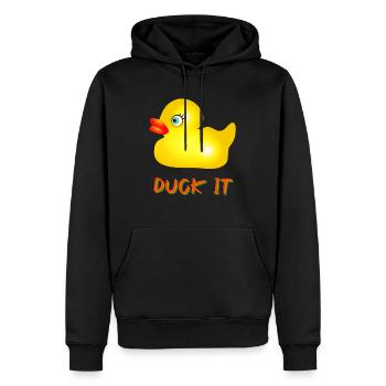 DUCK IT - Men’s Premium Organic Hoodie - black - Front - Nico (187cm)