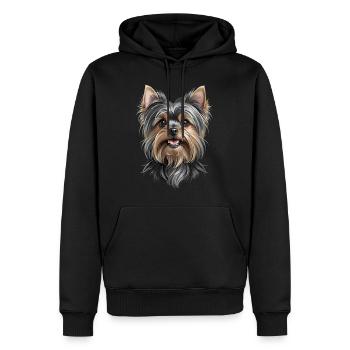Tête de Yorkshire Terrier - Sweat à capuche Premium bio Homme - noir - Devant - Nico (187cm)