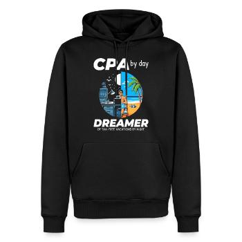 CPA Daydreams : Concilier travail et bonheur à Split - Sweat à capuche Premium bio Homme - noir - Devant - Nico (187cm)